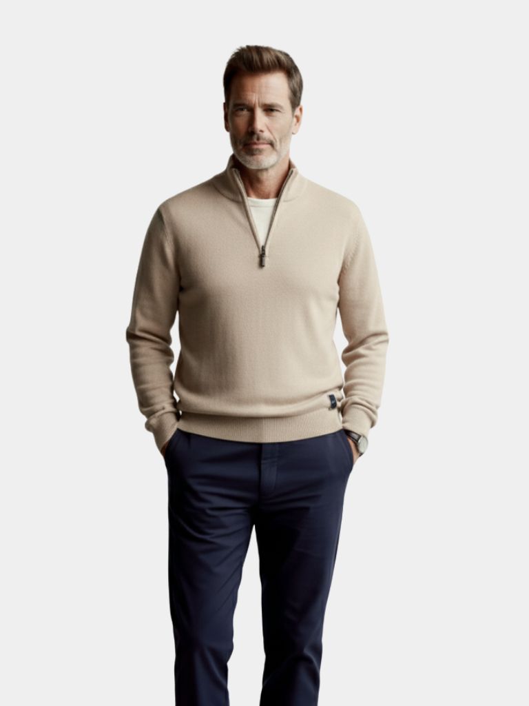 Half Zip Knitwear Solid Color Cardigan Sweater