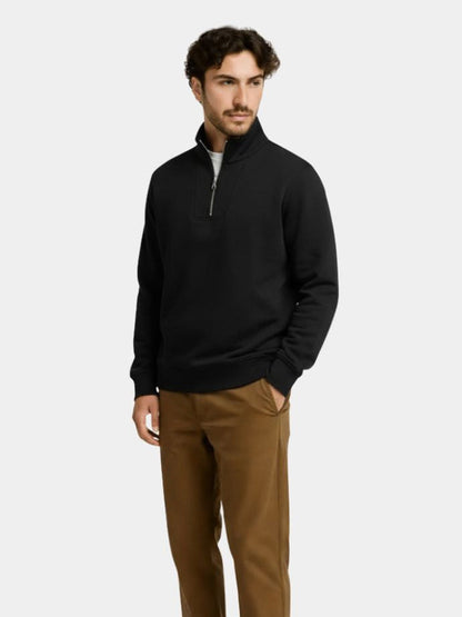 Zip Black Lapel Sports Sweatshirt