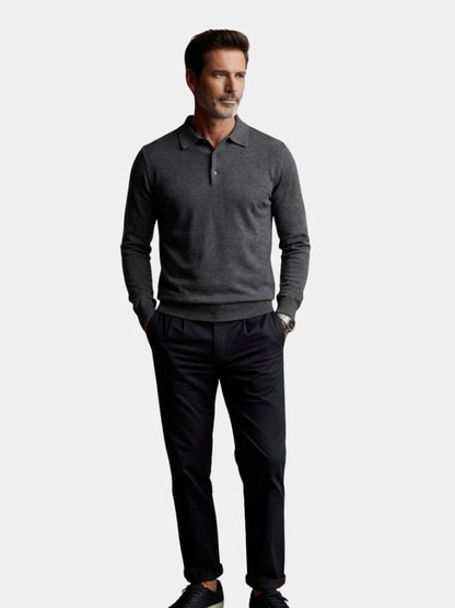 Wool Knit Button Up Polo Pullover