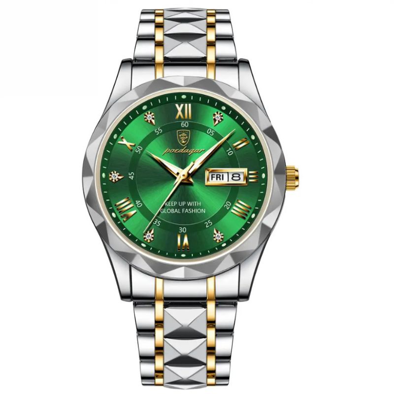 POEDAGAR Luminous Steel 40mm Watch - Water Resistant | Transferred steel