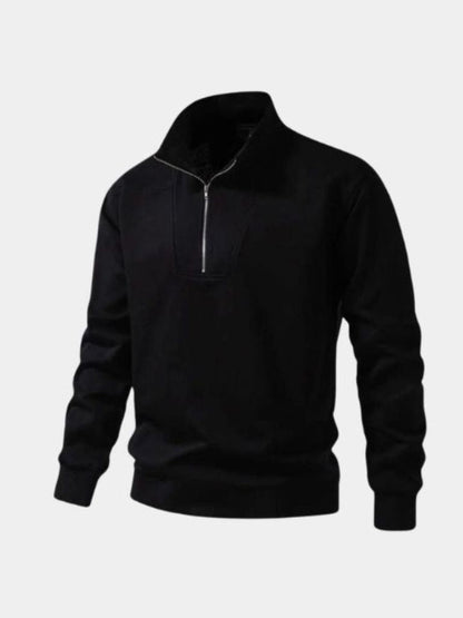 Zip Black Lapel Sports Sweatshirt