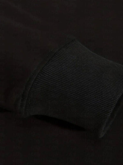 Zip Black Lapel Sports Sweatshirt