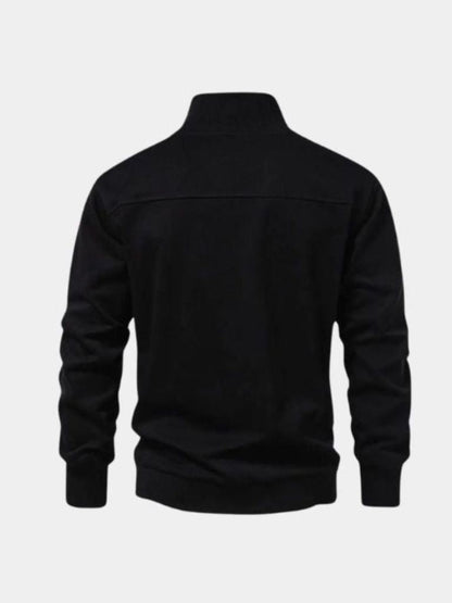 Zip Black Lapel Sports Sweatshirt